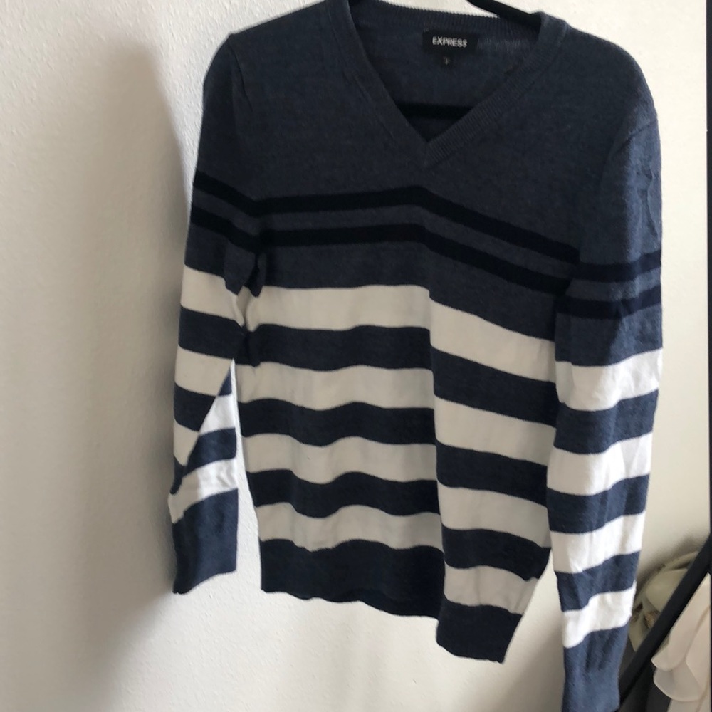 Express stripped V neck sweater